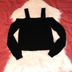 Kendall and Kylie Off the Shoulder Black Sweater